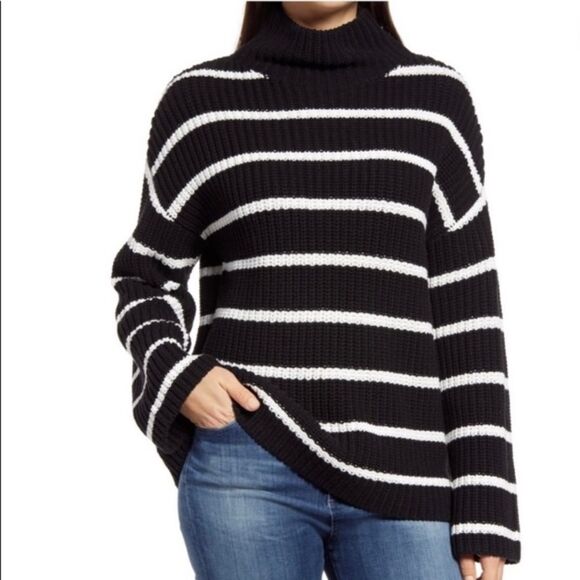 Caslon Sweaters - Caslon Shaker Mock Neck Ribbed Chunky Knit Sweater
